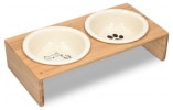 Gamelle chat céramique design avec support bois bambou chaton eau et manger lentement croquettes bol double surélevé top6
